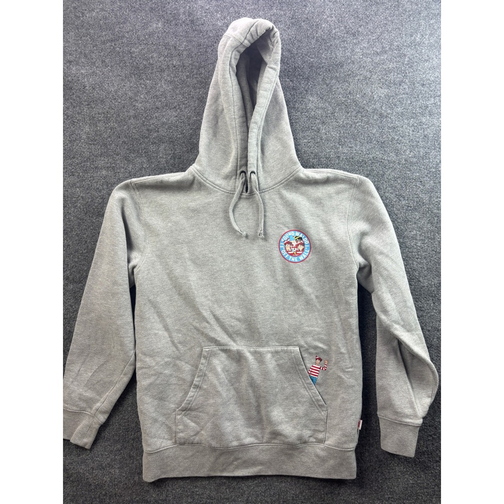Vans Hoodie Mens Medium Gray Wheres Waldo Graphic Pullover Sweatshirt